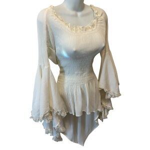 Eternal Love Long Bell Sleeve Ruffle Tunic Top Dress Sz S Victorian Renaissance